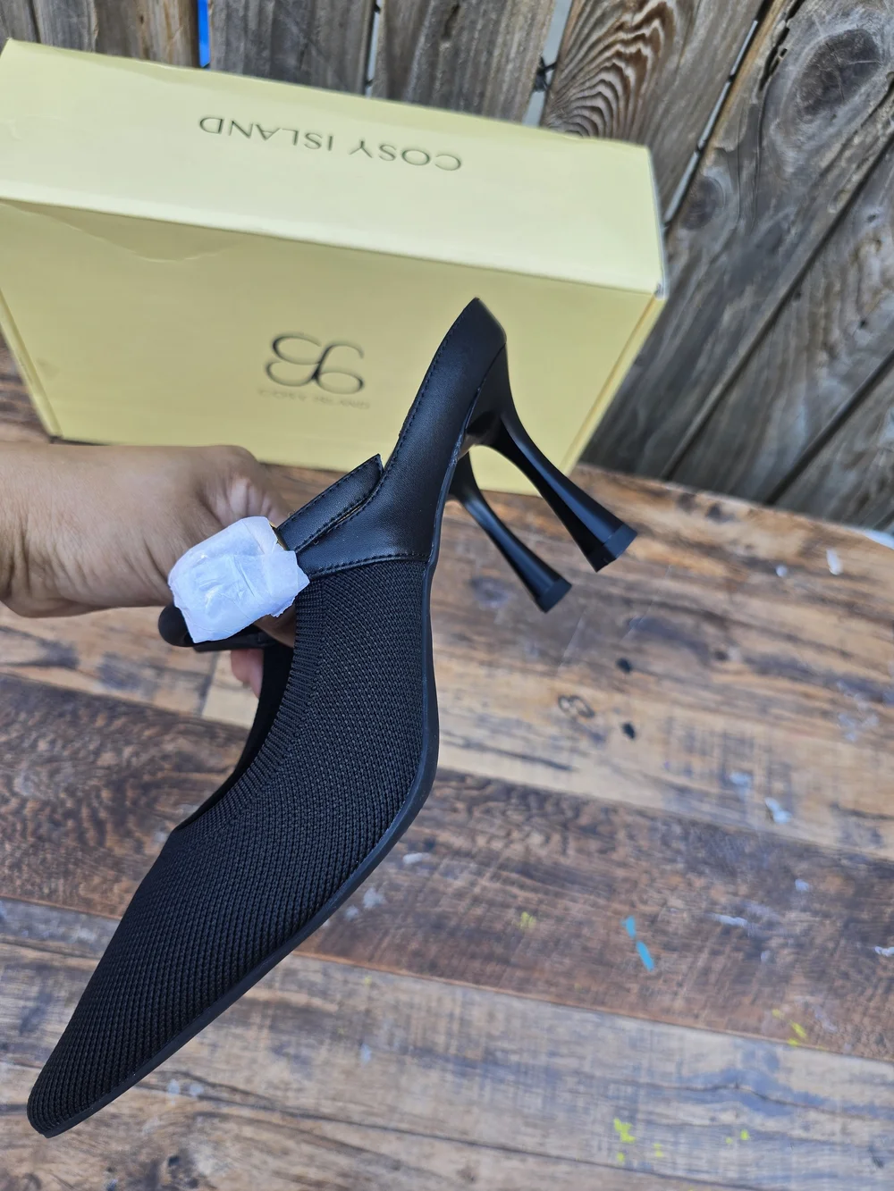 Cozy Island GraceLihte Black Mesh Pointed Toe Mule Heels Size 7.5 - Picture 9 of 13